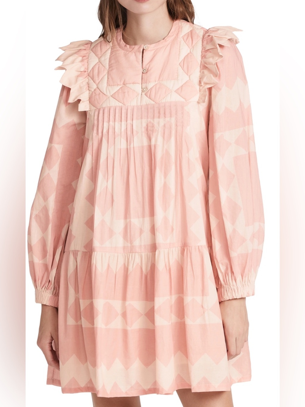 Sea New York Helena Pink Quilted Long Sleeve Dress - Medium